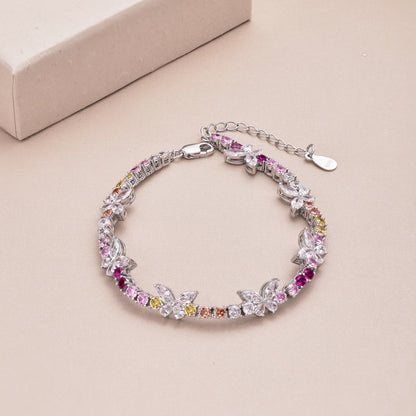 [Together]Ornate Colorful Butterfly Shape Round Cut Daily Bracelet