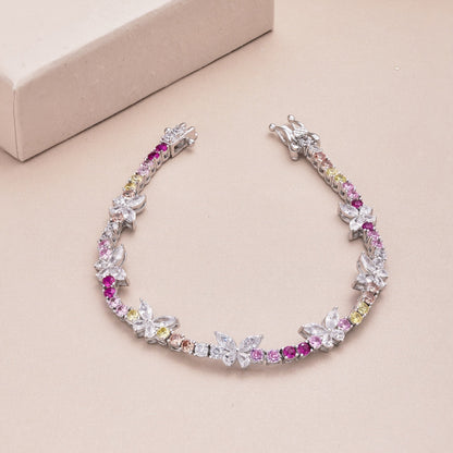 [Together]Ornate Colorful Butterfly Shape Round Cut Daily Bracelet