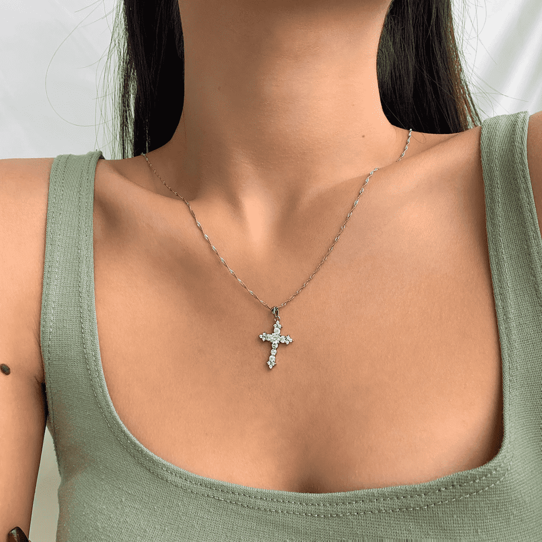 [Together]Delicate Cross Shape Necklace