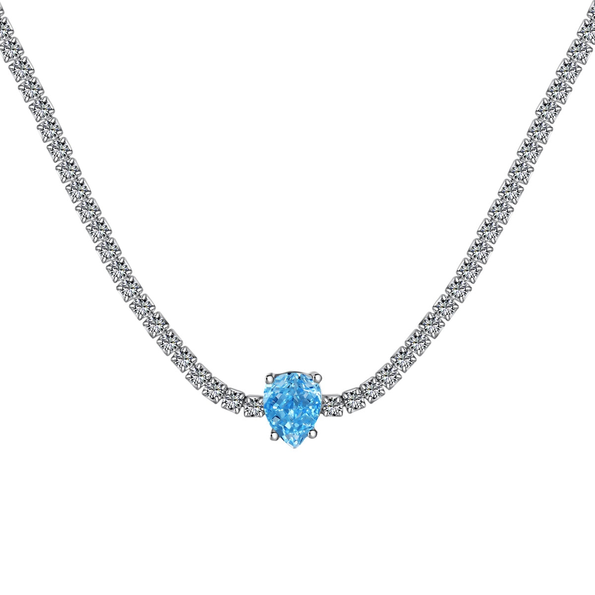 [Together]1.0 carat Unique Pear Cut Tennis Necklace