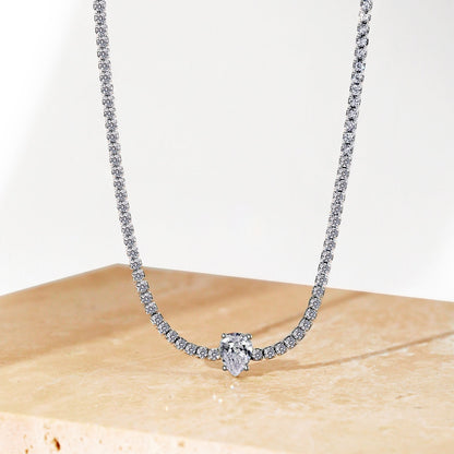 [Together]1.0 carat Unique Pear Cut Tennis Necklace