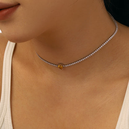 [Together]1.0 carat Unique Pear Cut Tennis Necklace