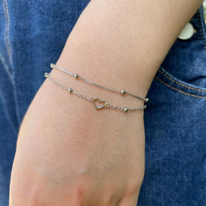 [Together]Dainty Double Layer Love Heart Bracelet