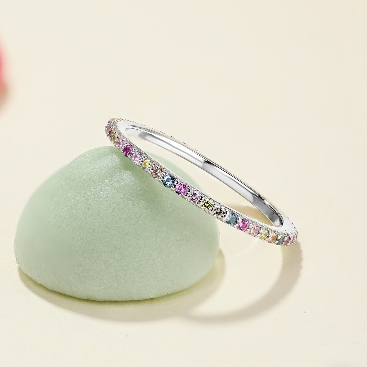 [Together]Ornate Colorful Round Cut Tennis Ring