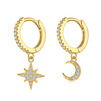 [Together]Star and Moon Asymmetric Earrings