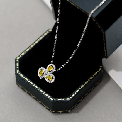 [Together]Elegant Flower Shape Pear Cut Necklace