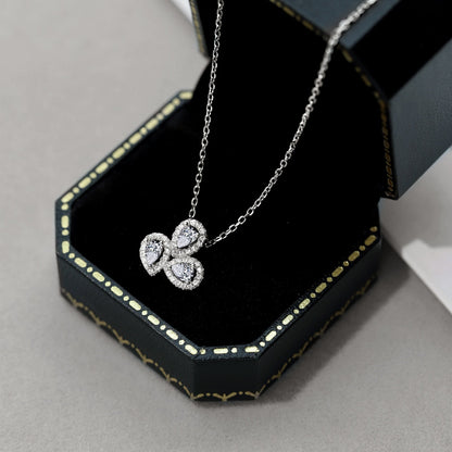 [Together]Elegant Flower Shape Pear Cut Necklace