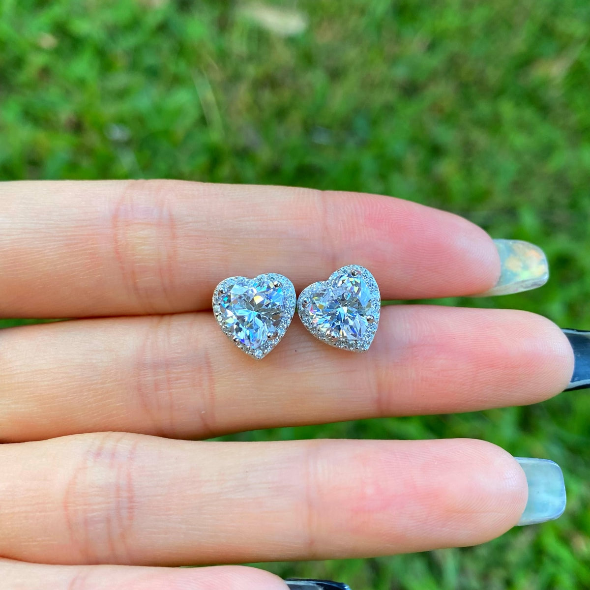 [Together]Sparkling Heart Shape Lover Earrings