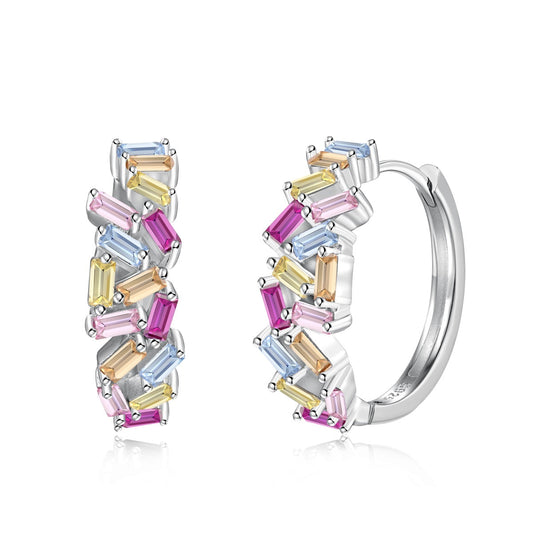 [Together]Dazzling Colorful Emerald Cut Daily Earrings