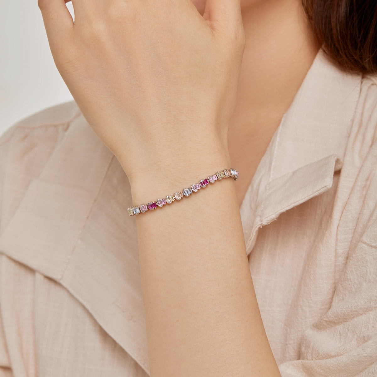 [Together]Delicate Colorful Emerald Cut Party Bracelet