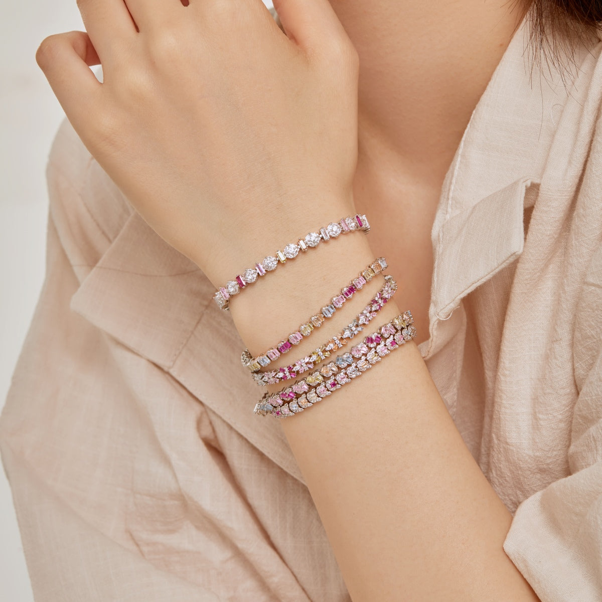 [Together]Delicate Colorful Emerald Cut Party Bracelet