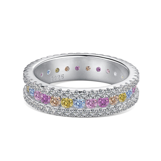 [Together]Delicate Colorful Round Cut Daily Ring