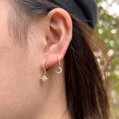 [Together]Star and Moon Asymmetric Earrings