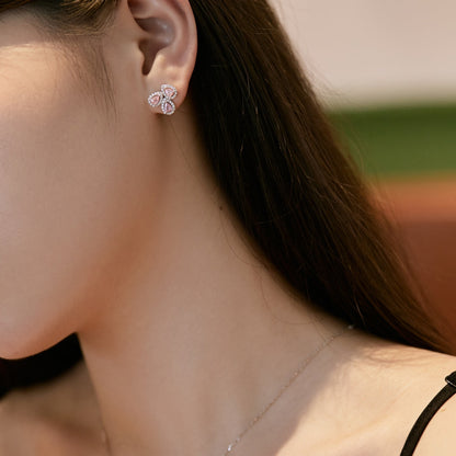 [Together]Ornate Flower Shape Pear Cut Lover Earrings