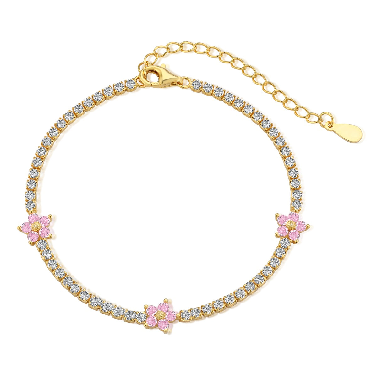 [Together]Sparkling Flower Shape Tennis Bracelet