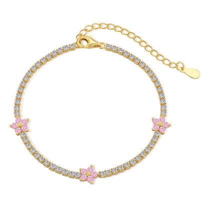 [Together]Sparkling Flower Shape Tennis Bracelet