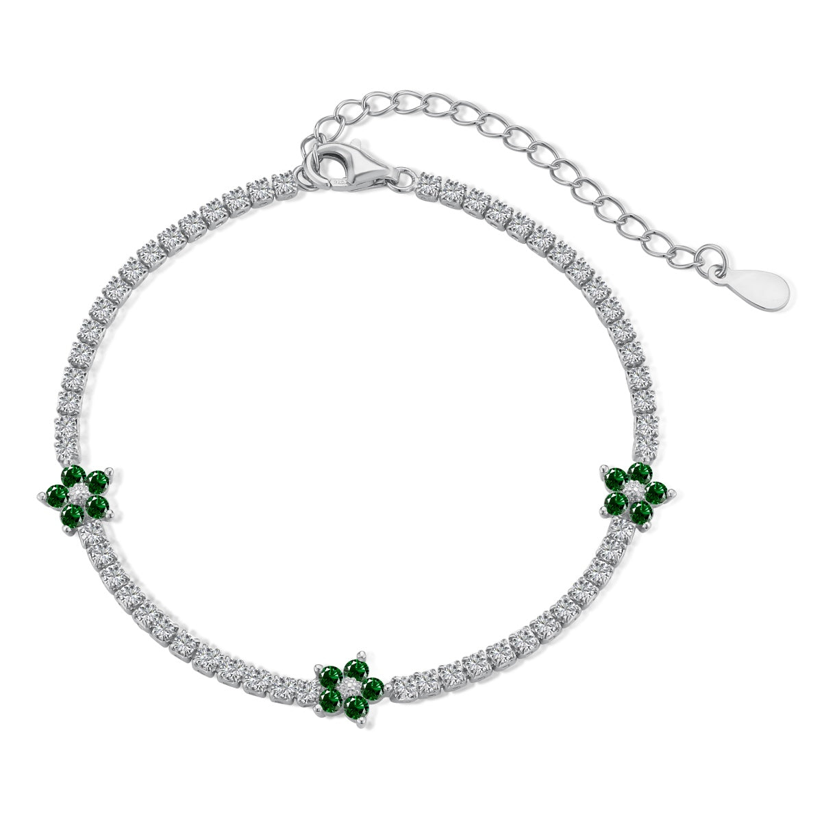 [Together]Sparkling Flower Shape Tennis Bracelet