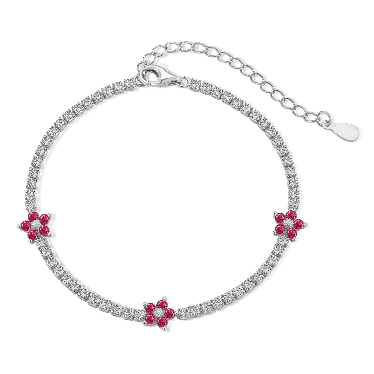 [Together]Sparkling Flower Shape Tennis Bracelet