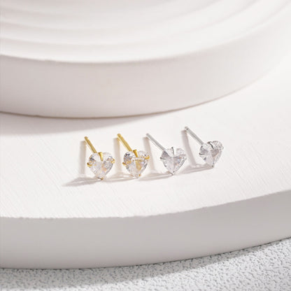 [Together]Sparkling Heart Shaped Simple Earrings