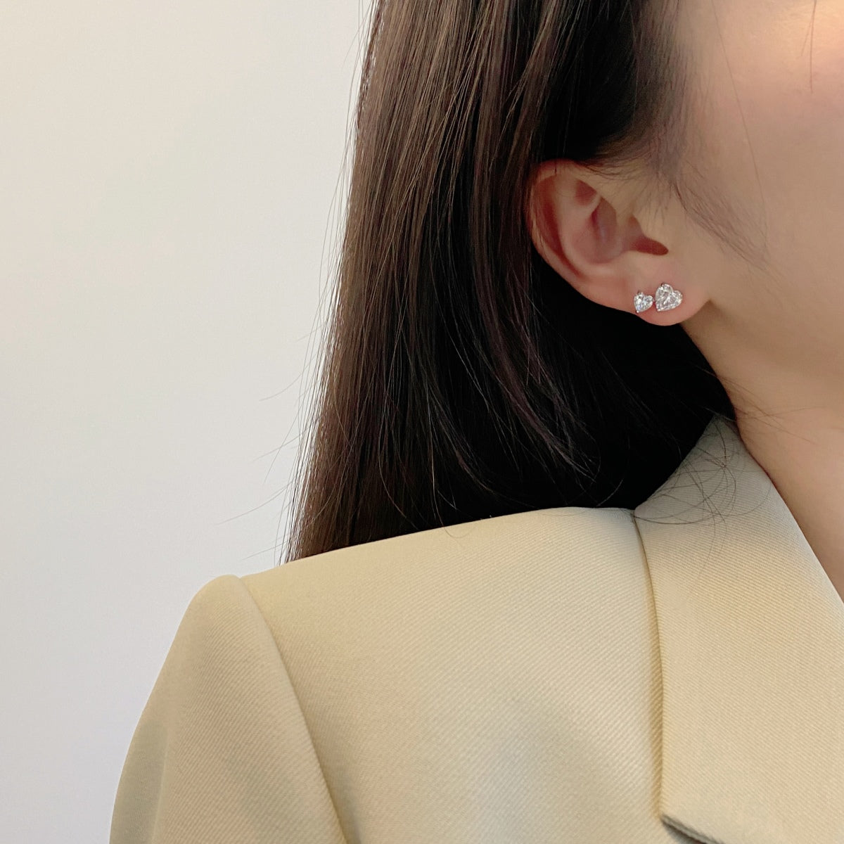 [Together]Double Heart-Shape Classic Princess Style Earrings