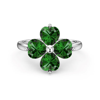 [Together]Heart-shaped Four-Leaf Clover Ball Ring