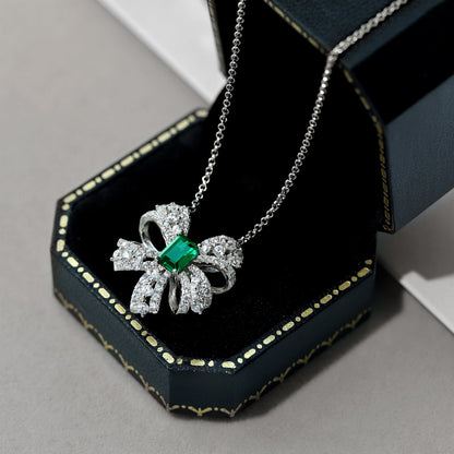 [Together]Luxurious Flower Shape Emerald Cut Necklace