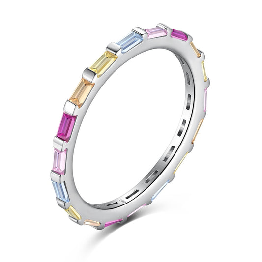 [Together]Exquisite Multicolored Emerald Cut Daily Ring