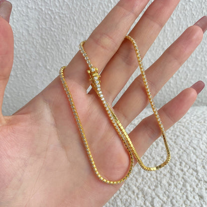 [Together]Delicate Round Shape Tennis Necklace