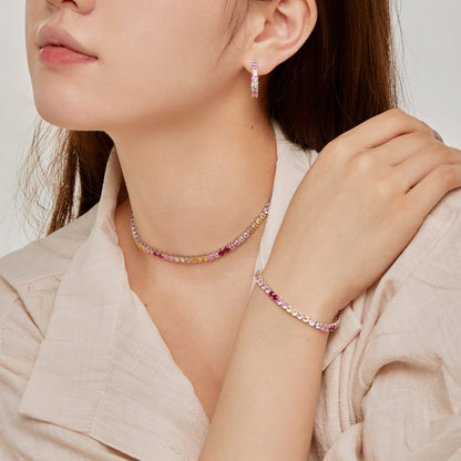 [Together]Delicate Colorful Tennis Necklace