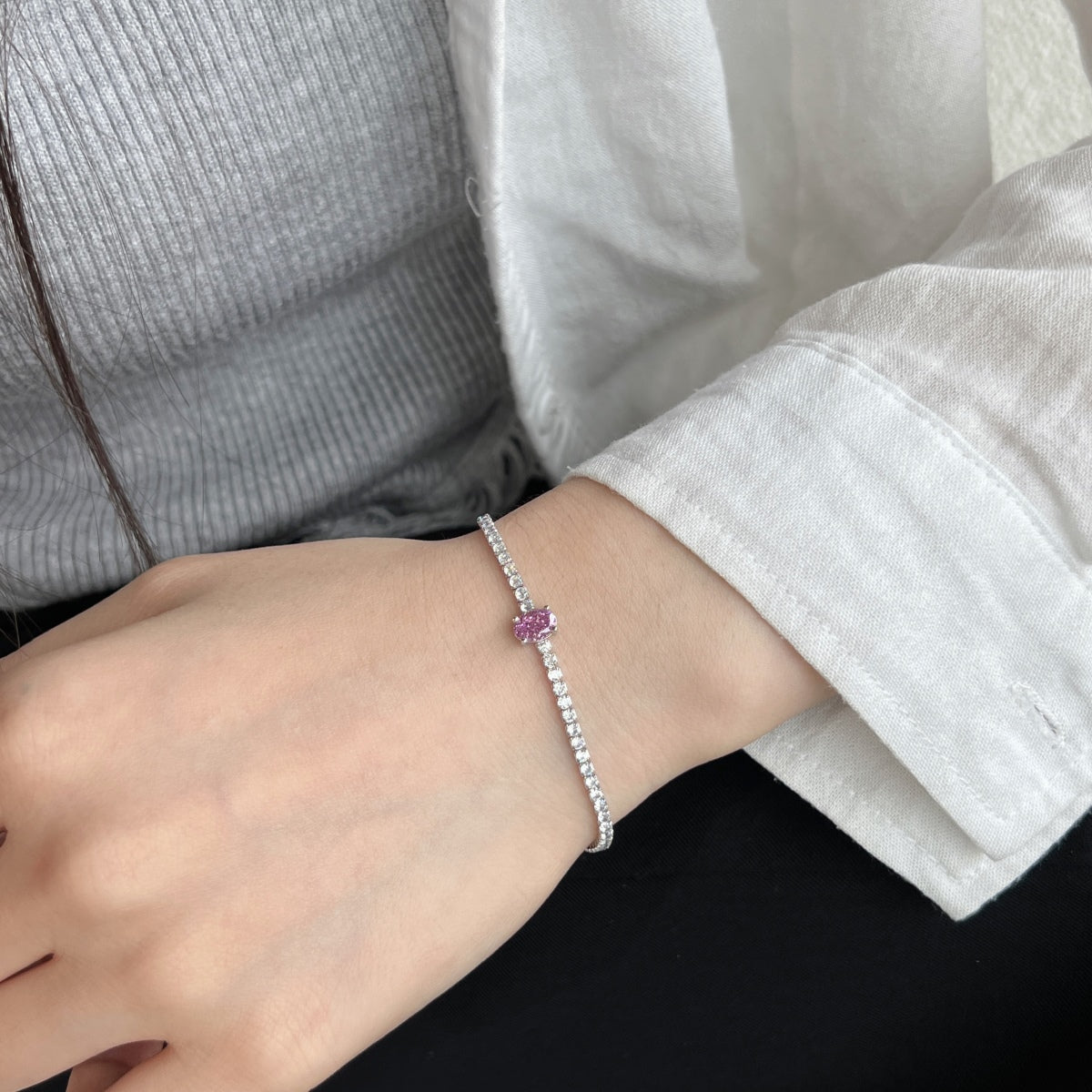 [Together]0.75 Carat Exquisite Oval Cut Daily Bracelet