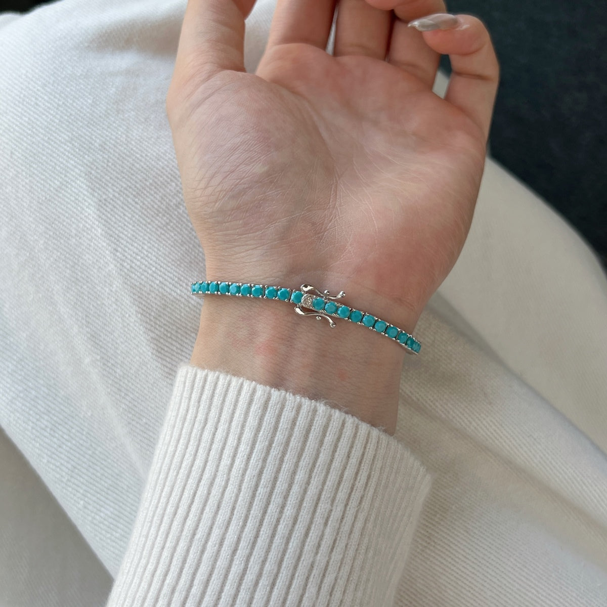 [Together]Dainty Charming Round Cut Tennis Bracelet