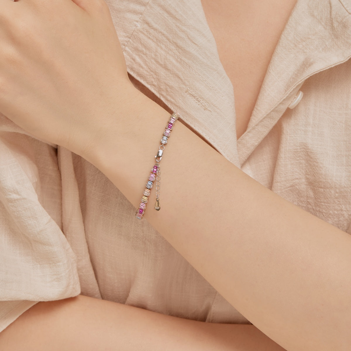 [Together]Delicate Colorful Emerald Cut Party Bracelet