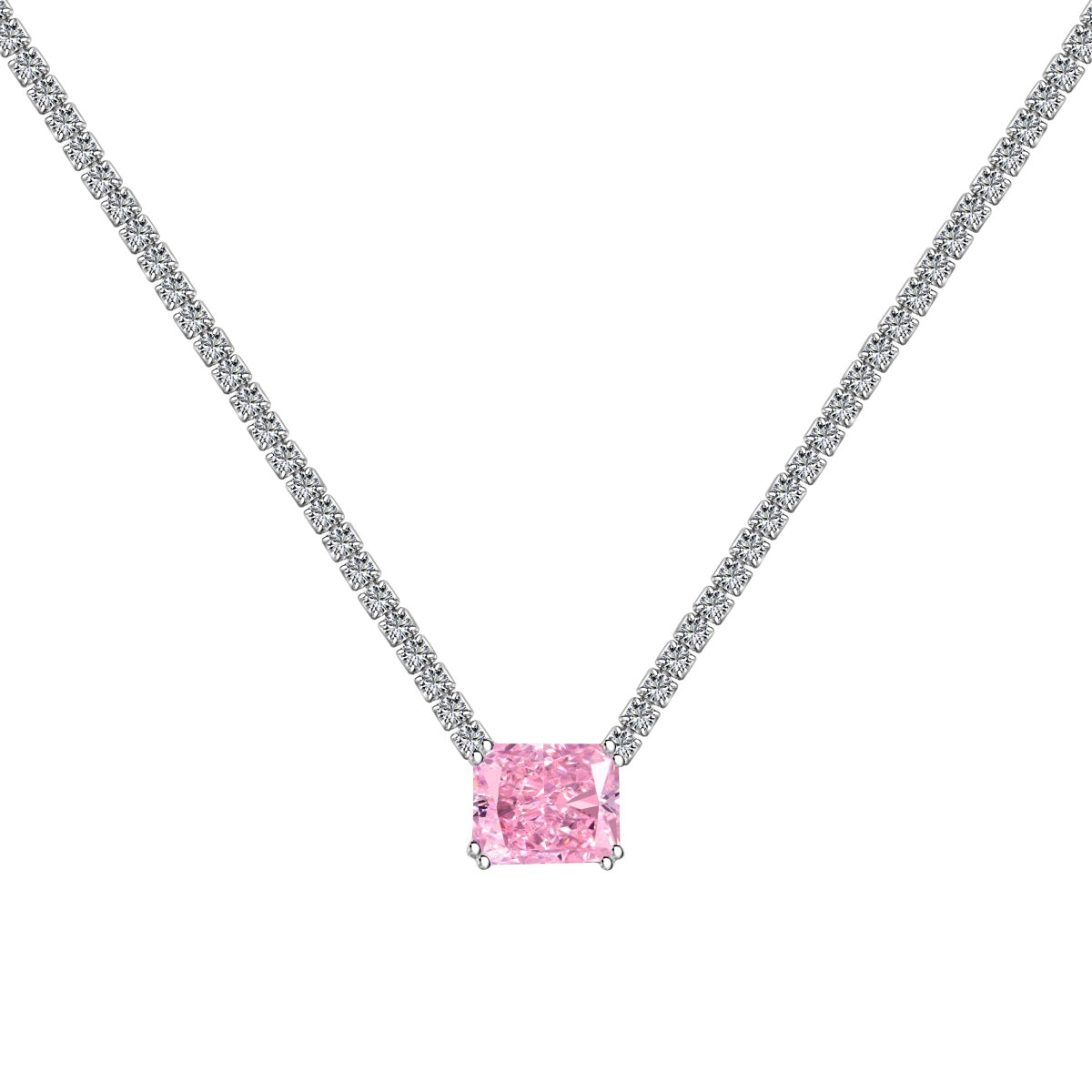 [Together]4.0 Carat Elegant Radiant Cut Necklace