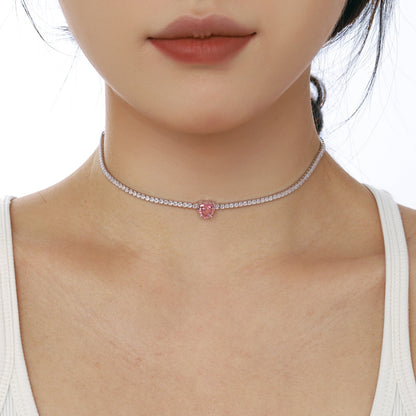 [Together]2.0 Carat Sparkling Tennis Heart Cut Necklace