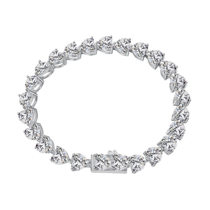 [Together]0.75 Carat Elegant Romantic Heart Shape Lover Bracelet